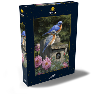 Darstellung des Puzzle Motivs Garten-Hüttensänger 500 Puzzle Schachtel Ansicht2