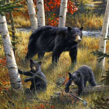 Darstellung des Puzzle Motivs Bears & Birches 1000 Puzzle 3D Modell