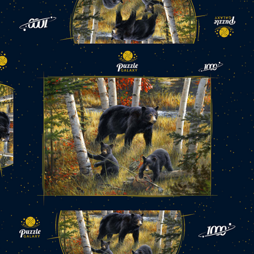 Darstellung des Puzzle Motivs Bears & Birches 1000 Puzzle Schachtel 3D Modell