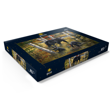 Darstellung des Puzzle Motivs Bears & Birches 100 Puzzle Schachtel Ansicht1