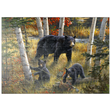 Darstellung des Puzzle Motivs puzzleplate Bears & Birches 100 Puzzle