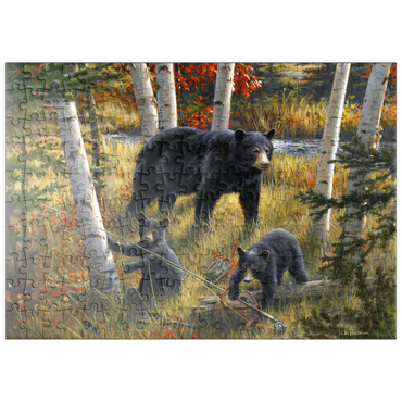 Darstellung des Puzzle Motivs puzzleplate Bears & Birches 200 Puzzle