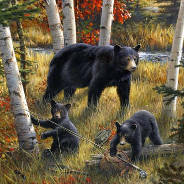Darstellung des Puzzle Motivs Bears & Birches 200 Puzzle 3D Modell