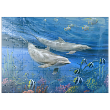Darstellung des Puzzle Motivs puzzleplate Dolphins 100 Puzzle