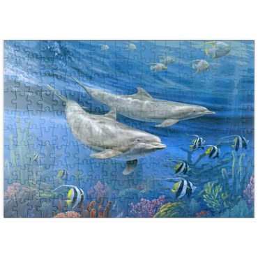 Darstellung des Puzzle Motivs puzzleplate Dolphins 200 Puzzle
