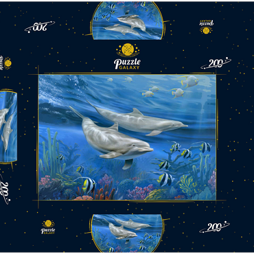 Darstellung des Puzzle Motivs Dolphins 200 Puzzle Schachtel 3D Modell