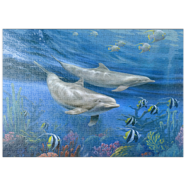 Darstellung des Puzzle Motivs puzzleplate Dolphins 500 Puzzle