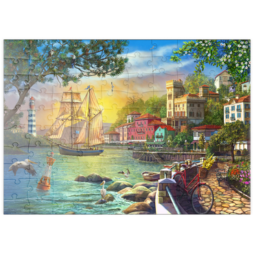 Darstellung des Puzzle Motivs puzzleplate City Embankment at Sunset 100 Puzzle