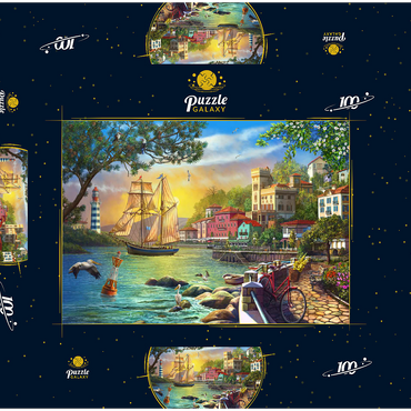 Darstellung des Puzzle Motivs City Embankment at Sunset 100 Puzzle Schachtel 3D Modell