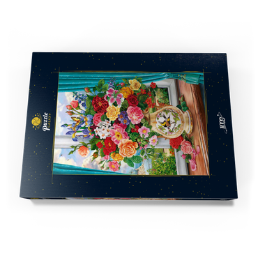 Darstellung des Puzzle Motivs Schöne Blumen am Fenster 1000 Puzzle Schachtel Ansicht3