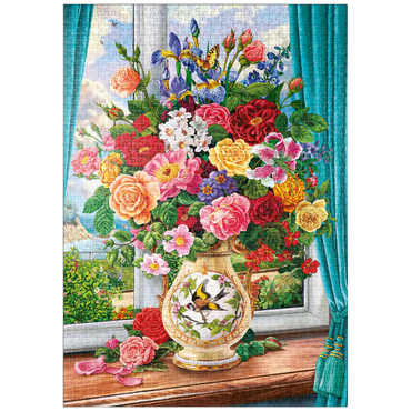 Darstellung des Puzzle Motivs puzzleplate Schöne Blumen am Fenster 1000 Puzzle