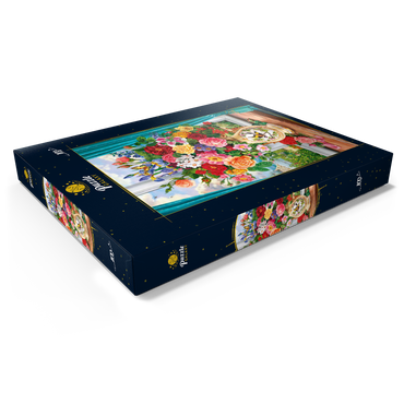 Darstellung des Puzzle Motivs Schöne Blumen am Fenster 100 Puzzle Schachtel Ansicht1
