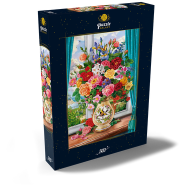 Darstellung des Puzzle Motivs Schöne Blumen am Fenster 500 Puzzle Schachtel Ansicht2