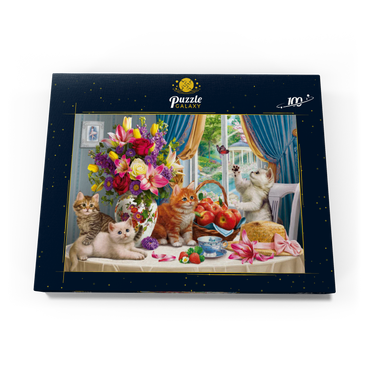 Darstellung des Puzzle Motivs Fluffy Kittens in the Living Room 100 Puzzle Schachtel Ansicht3
