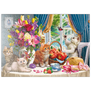 Darstellung des Puzzle Motivs puzzleplate Fluffy Kittens in the Living Room 200 Puzzle
