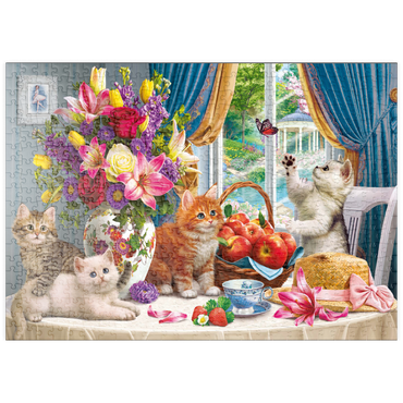 Darstellung des Puzzle Motivs puzzleplate Fluffy Kittens in the Living Room 500 Puzzle