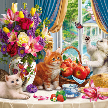Darstellung des Puzzle Motivs Fluffy Kittens in the Living Room 500 Puzzle 3D Modell