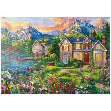 Darstellung des Puzzle Motivs puzzleplate Cozy House by the Lake 1000 Puzzle
