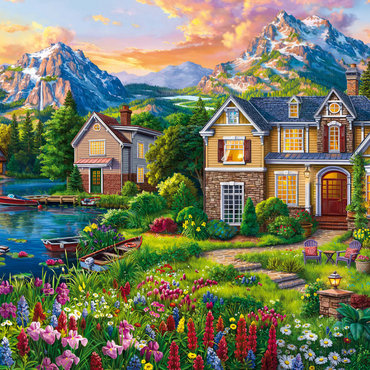 Darstellung des Puzzle Motivs Cozy House by the Lake 1000 Puzzle 3D Modell