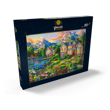 Darstellung des Puzzle Motivs Cozy House by the Lake 100 Puzzle Schachtel Ansicht2