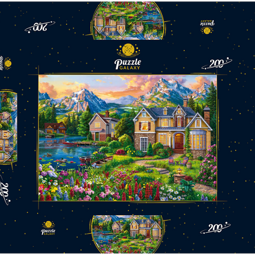 Darstellung des Puzzle Motivs Cozy House by the Lake 200 Puzzle Schachtel 3D Modell
