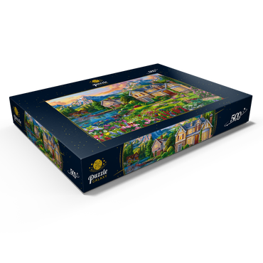Darstellung des Puzzle Motivs Cozy House by the Lake 500 Puzzle Schachtel Ansicht1
