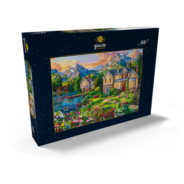 Darstellung des Puzzle Motivs Cozy House by the Lake 500 Puzzle Schachtel Ansicht2