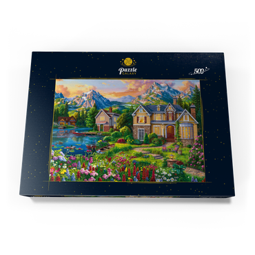 Darstellung des Puzzle Motivs Cozy House by the Lake 500 Puzzle Schachtel Ansicht3