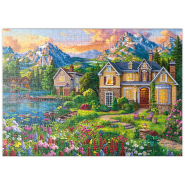 Darstellung des Puzzle Motivs puzzleplate Cozy House by the Lake 500 Puzzle