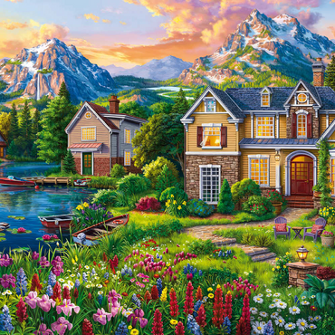 Darstellung des Puzzle Motivs Cozy House by the Lake 500 Puzzle 3D Modell