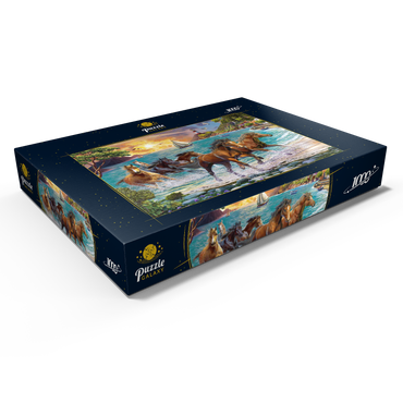 Darstellung des Puzzle Motivs Horses by the Sea at Sunset 1000 Puzzle Schachtel Ansicht1