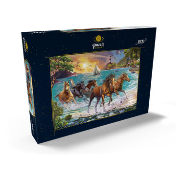 Darstellung des Puzzle Motivs Horses by the Sea at Sunset 1000 Puzzle Schachtel Ansicht2
