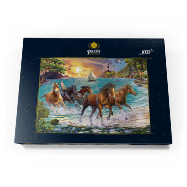 Darstellung des Puzzle Motivs Horses by the Sea at Sunset 1000 Puzzle Schachtel Ansicht3