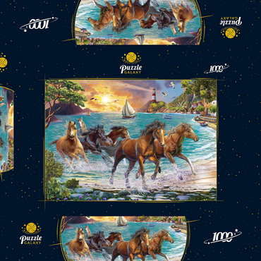 Darstellung des Puzzle Motivs Horses by the Sea at Sunset 1000 Puzzle Schachtel 3D Modell