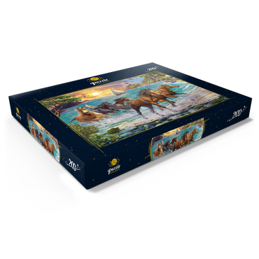 Darstellung des Puzzle Motivs Horses by the Sea at Sunset 200 Puzzle Schachtel Ansicht1
