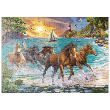 Darstellung des Puzzle Motivs puzzleplate Horses by the Sea at Sunset 200 Puzzle