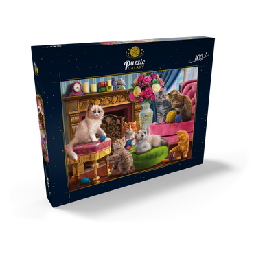 Darstellung des Puzzle Motivs Kittens by the Fireplace 100 Puzzle Schachtel Ansicht2