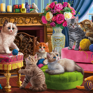 Darstellung des Puzzle Motivs Kittens by the Fireplace 500 Puzzle 3D Modell