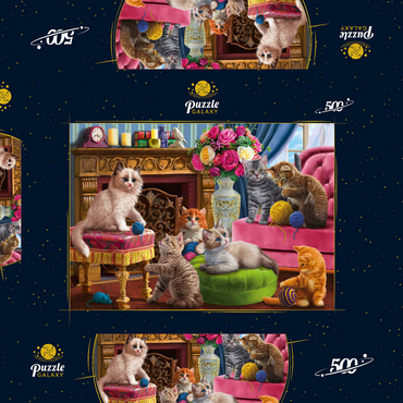 Darstellung des Puzzle Motivs Kittens by the Fireplace 500 Puzzle Schachtel 3D Modell