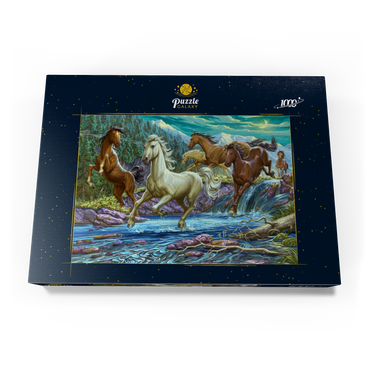 Darstellung des Puzzle Motivs Running Midnight Horses 1000 Puzzle Schachtel Ansicht3