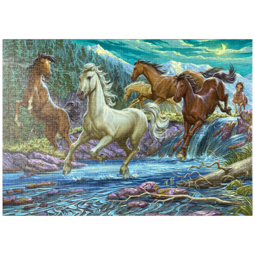 Darstellung des Puzzle Motivs puzzleplate Running Midnight Horses 1000 Puzzle