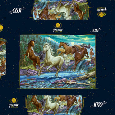 Darstellung des Puzzle Motivs Running Midnight Horses 1000 Puzzle Schachtel 3D Modell