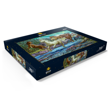 Darstellung des Puzzle Motivs Running Midnight Horses 200 Puzzle Schachtel Ansicht1