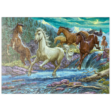 Darstellung des Puzzle Motivs puzzleplate Running Midnight Horses 200 Puzzle