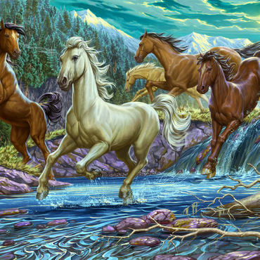 Darstellung des Puzzle Motivs Running Midnight Horses 200 Puzzle 3D Modell