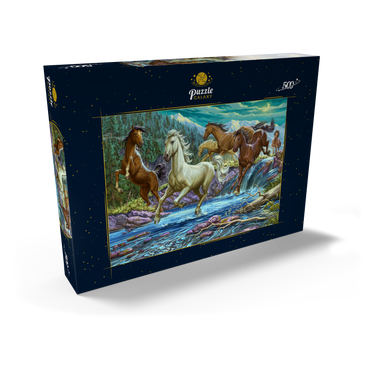 Darstellung des Puzzle Motivs Running Midnight Horses 500 Puzzle Schachtel Ansicht2