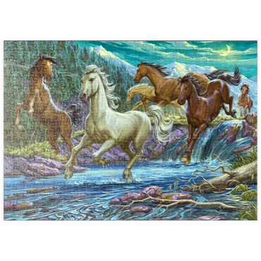 Darstellung des Puzzle Motivs puzzleplate Running Midnight Horses 500 Puzzle