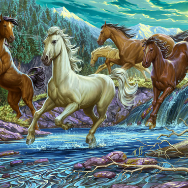 Darstellung des Puzzle Motivs Running Midnight Horses 500 Puzzle 3D Modell