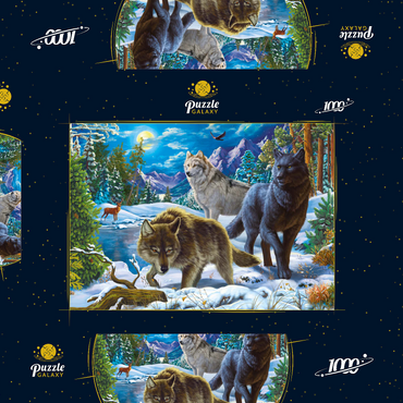 Darstellung des Puzzle Motivs Wolves in the Snowy Night 1000 Puzzle Schachtel 3D Modell