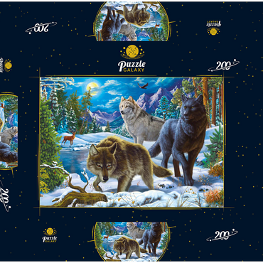 Darstellung des Puzzle Motivs Wolves in the Snowy Night 200 Puzzle Schachtel 3D Modell